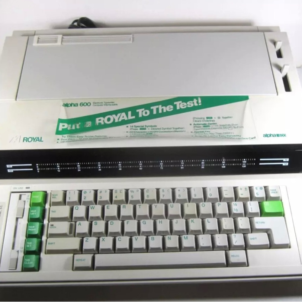 Royal Alpha 600P Electric Typewriter Tested Working Needs Ribbon RARE HTF WORKS!